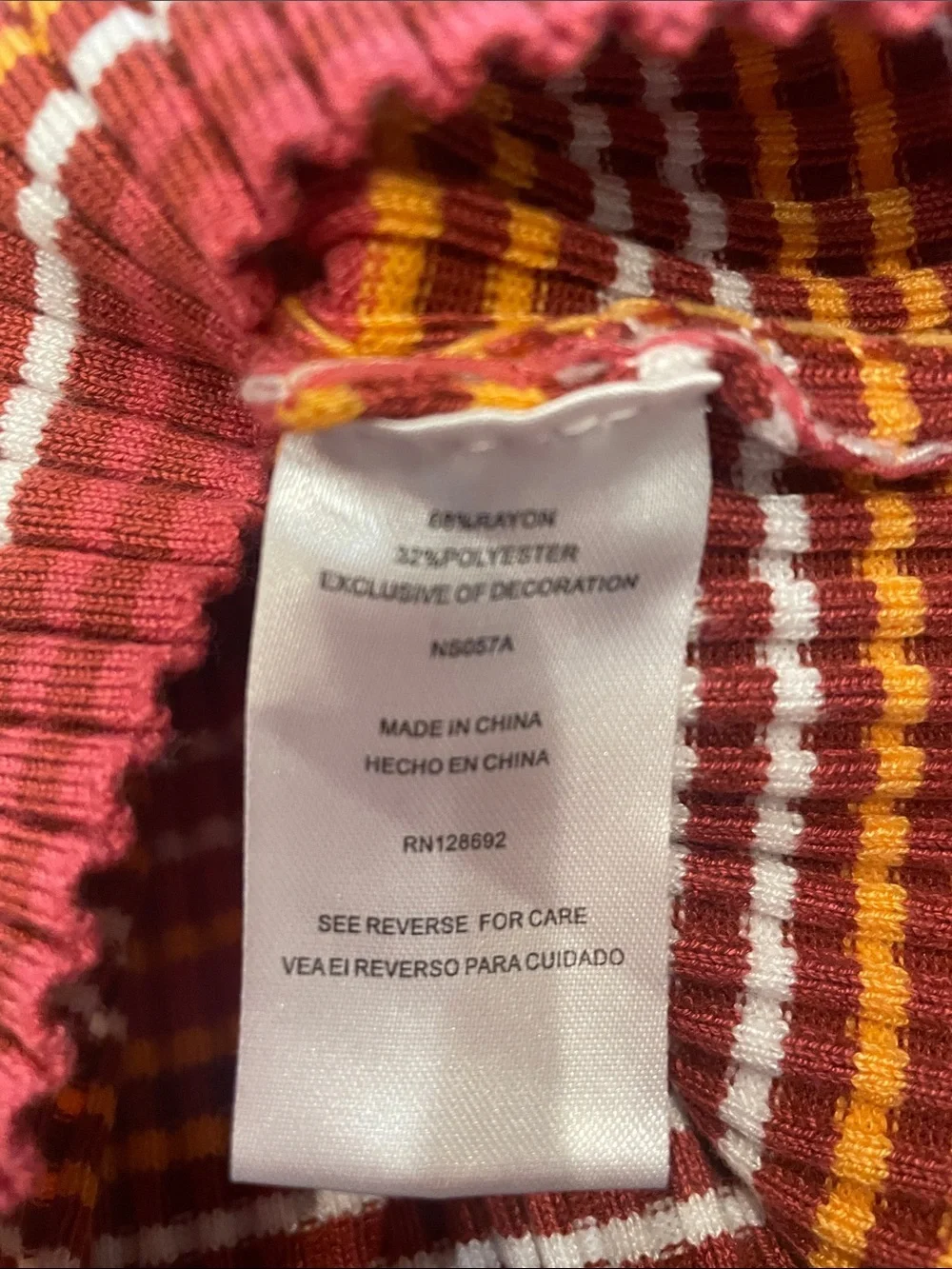 Striped Cutout Long-Sleeve Top - burgundy -Pink -Orange